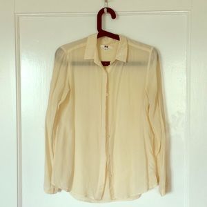 Uniqlo cream silk blouse